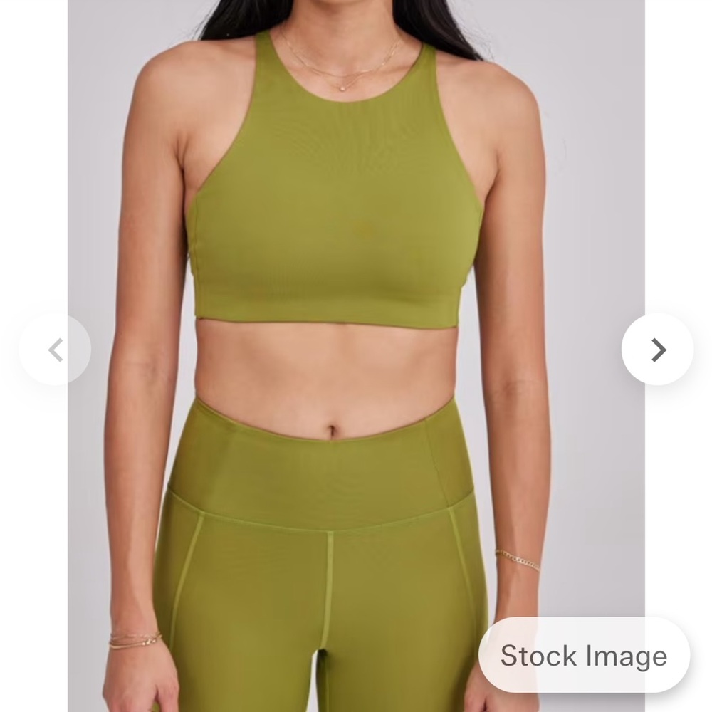RARE Girlfriend Collective Topanga Halter Bra in Ivy
